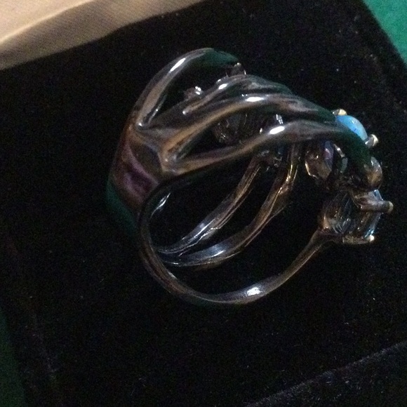 Genuine Opals & Blue Topaz Ring - Picture 11 of 14